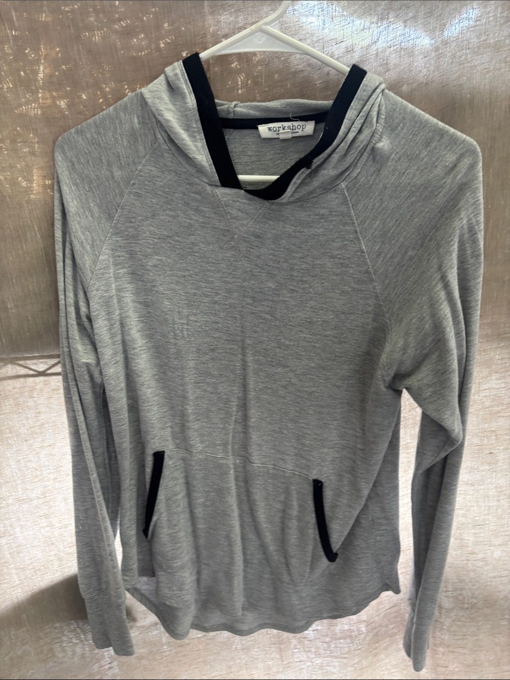 Workshop Republic Clothing Light Gray Hoodie with Black Trim